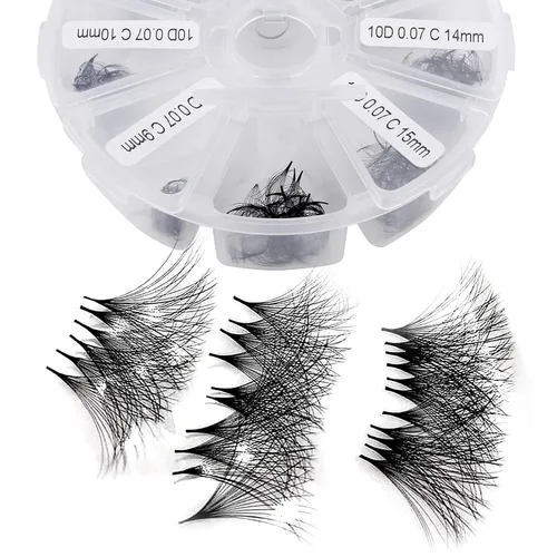 Vista 18 de Racimos de pestañas 60D/80D, extensiones de pestañas DIY, pestañas rizadas D, racimos de pestañas esponjosas, longitud mixta 12-16 mm, racimos