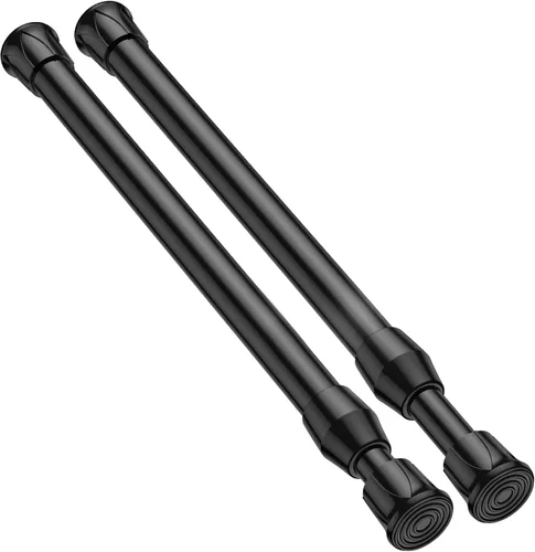 Vista 10 de Pack de 2 cortineros con resorte de tensión de 8 a 12.5 pulgadas, cortineros mini DIY sin necesidad de perforación para ventanas delgadas, armarios