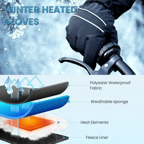 Vista 6 de Rechargeable Heated Gloves Touchscreen Gloves for Women and Men with Battery XXL