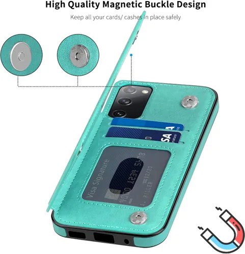 Vista 4 de COOYA Funda para Samsung Galaxy S20 FE 5G - Funda tipo cartera con tarjetero, piel sintética de alta calidad, cierre magnético, funda protectora