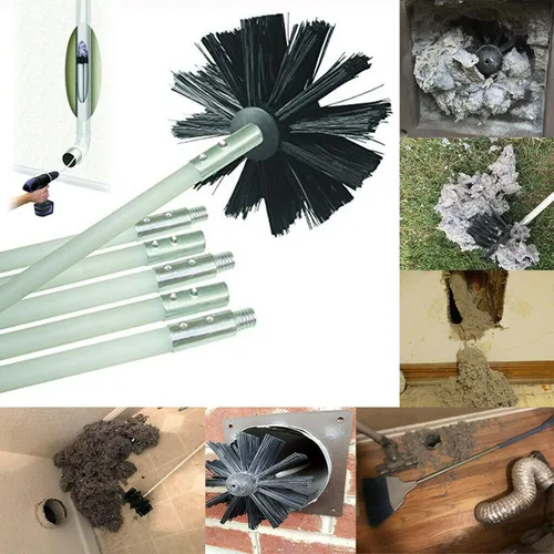 Vista 6 de Kit de limpieza de ventilación de secadora, kit de limpieza de conductos de secadora con 6 varillas flexibles y 1 cabezal de cepillo de nailon