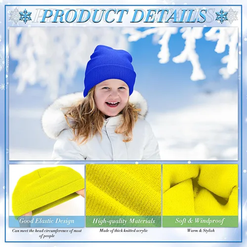 Vista 5 de Handepo 60 unidades de gorro y guantes de invierno para niños, sombreros de punto a granel, guantes cálidos unisex para clima frío, regalos