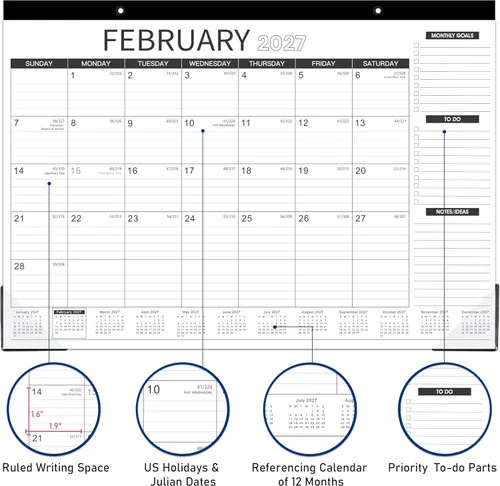 Vista 3 de Calendario de escritorio 2026-2026, enero 2026 - diciembre 2026, 12 blocs mensuales de escritorio/calendario de pared 2 en 1, 17 x 12 pulgadas