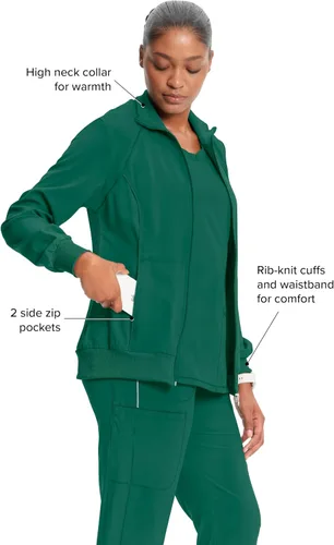 Vista 101 de Infinity by Cherokee 2391A - Chaquetas médicas con cremallera frontal para mujer, tela elástica en 4 direcciones