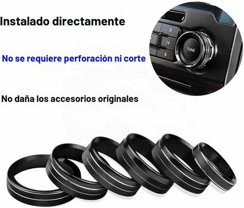 Vista 3 de Cubierta de aluminio para interruptor de aire acondicionado, perilla de consola central compatible con Ford F150 XLT, accesorios 2015-2019, 6 Negro