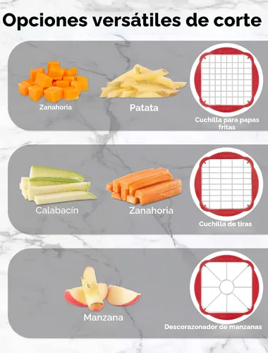 Vista 7 de Cortador de papas fritas, picador de cebolla profesional estilo hogareño, picador de verduras manual, fácil de limpiar, cuchillas ultra afiladas