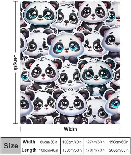 Vista 3 de Manta de panda – Mantas de franela suave para niñas, niños y mascotas, mantas cálidas de panda para todas las estaciones, sofá, regazo y silla, 40 x