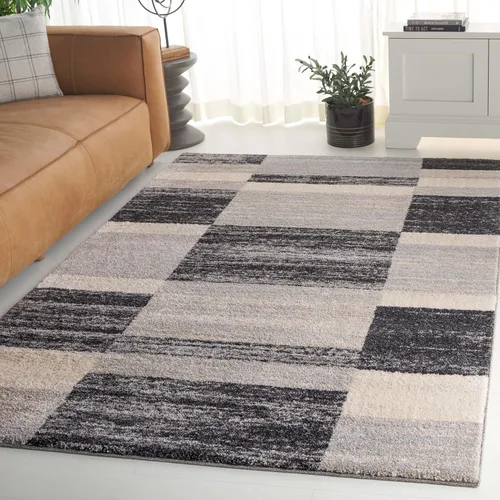 Vista 7 de SAFAVIEH Retro Collection - Alfombra de pasillo, 2 pies 3 pulgadas x 7 pies, negro y gris claro, diseño abstracto moderno, no desprende pelusa
