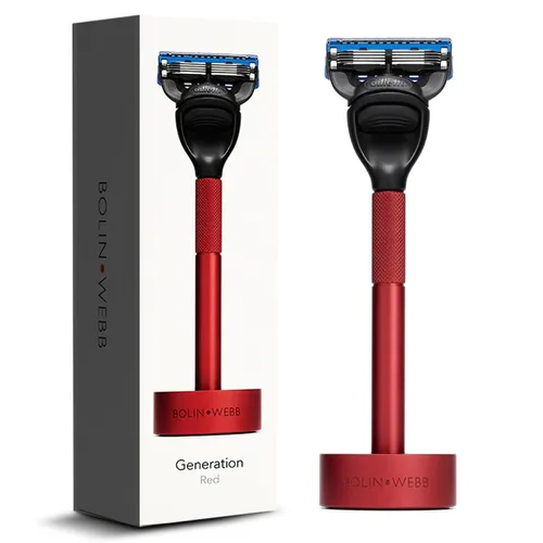 Vista 9 de Bolin Webb Generation Razor & Stand - Maquinillas de afeitar de lujo para hombres con 5 cuchillas Gillette Fusion, afeitadora de aluminio de alta