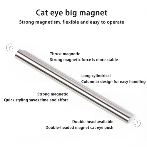 Vista 5 de 4 Piezas Imán Extra Grande Cilíndrico de Ojo de Gato para Uñas, Imán Magnético de Doble Cabeza, Varilla de Esmalte en Gel Multifuncional