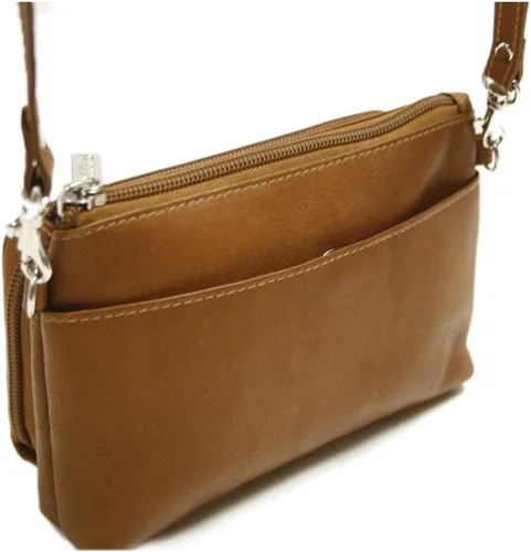 Vista 3 de Piel Leather Bolso de hombro, Saddle, Bolso de hombropulsera