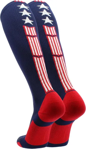 Vista 6 de MadSportsStuff Patriot USA Flag - Calcetines de estrellas y rayas para béisbol, sóftbol, fútbol, niños, niñas, hombres y mujeres, sobre