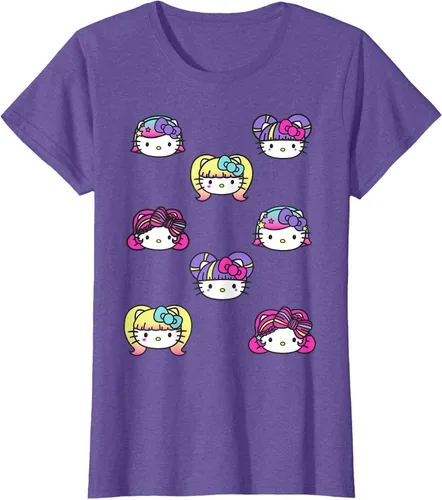 Vista 25 de hello kitty Kawaii Multi peinado Tee, Azul (Heather blue)