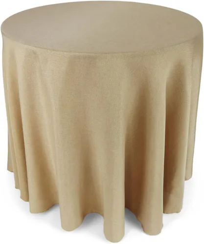 Vista 7 de Mantel de arpillera de poliéster marrón natural de 60 x 60 pulgadas, cubierta cuadrada de yute sintético