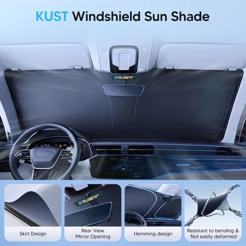 Vista 5 de KUST - Parasol plegable para parabrisas para BMW X1 E84, accesorios 2011 2012 2013 2014 2015, protector de visera de sol ajustable que bloquea