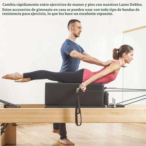 Vista 8 de TOBWOLF 2PCS Pilates Straps for Reformer, Double Loop D Ring Foot Hand
