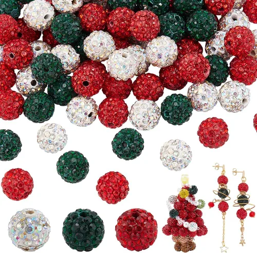 Vista 32 de PH PandaHall - 240 piezas de cuentas de strass en 24 colores, cuentas de cristal de 10 mm, cuentas de bola de discoteca con strass, cuentas