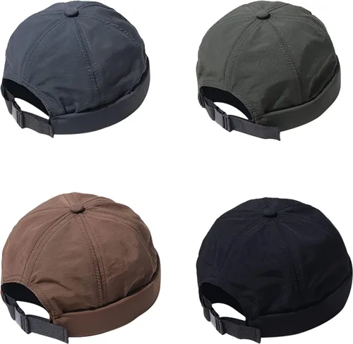 Vista 6 de CLAPE Gorra transpirable sin ala ajustable para calle, casual, verano, Docker, Gorro marinero pescador León sin visera