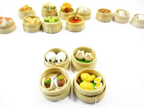 Vista 5 de Juego de 16 Dim Sum Cocina China Hecho a Mano Casa de Muñecas Miniaturas Alimentos 13798 Dim sum Chinese cuisine food clay, mini 16 catering