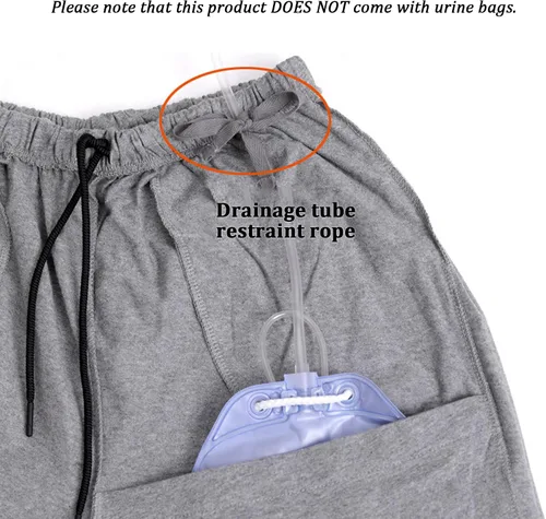 Vista 4 de Pantalones de catéter, pantalones para el cuidado de la incontinencia para hombres y mujeres, pantalones con soporte para bolsa de orina Foley