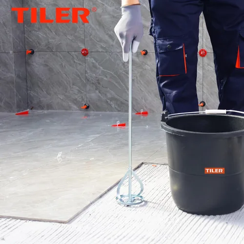 Vista 5 de TILER Mezclador de pintura y barro para taladro en cubo de 1 a 5 galones -Accesorio de taladro agitador de pintura Se adapta a todos los taladros