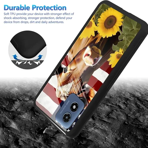 Vista 3 de Funda para Motorola Moto G Play 4G 2024 con protector de pantalla, parte trasera de vidrio templado + funda de silicona suave TPU absorción