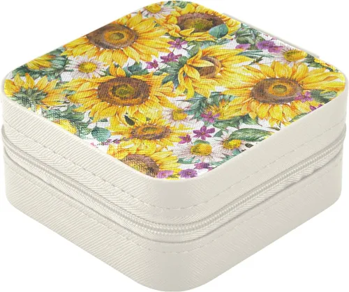 Vista 7 de ZOEO Cajas de joyería para mujeres, girasol, Acción de Gracias, niños, pequeños, organizadores de joyas para adolescentes, niñas, regalo de Navidad