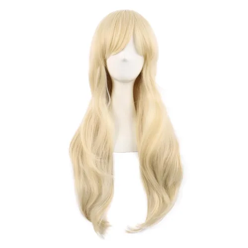 Vista 35 de MapofBeauty - Peluca larga de extremos rizados para cosplay, de 28 pulgadas, para mujer, color Azure Azul celeste