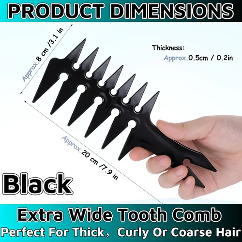 Vista 2 de HuGuWdy Peine de pelo extra ancho para hombre - Textura y volumen - Negro