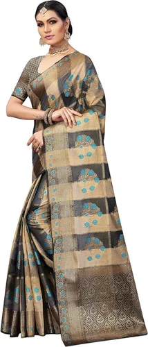 Vista 2 de EK-PAL Present Banarasi - Sari de seda para mujer con blusa sin costura.