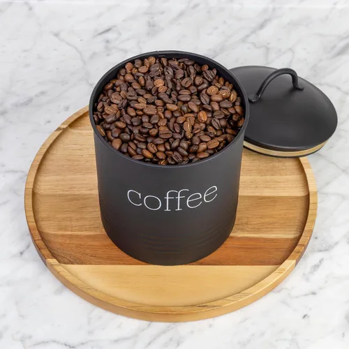 Vista 7 de AuldHome Design Recipiente de Café de Loza Esmaltada Negra; Almacenamiento de Café de Estilo Casa de Campo Moderno para Cocina