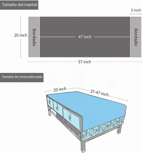 Vista 5 de Funda rectangular para mesa de café con flores bordadas. Mantel de mesa de café beige y camino de mesa de té para sala de estar, lavable a máquina