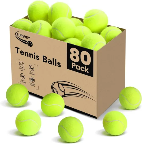Vista 9 de FURWEY - Pelotas de tenis, paquete de 24/36/80 pelotas de tenis a granel, pelotas de tenis sin presión, vienen con bolsa de malla para un fácil