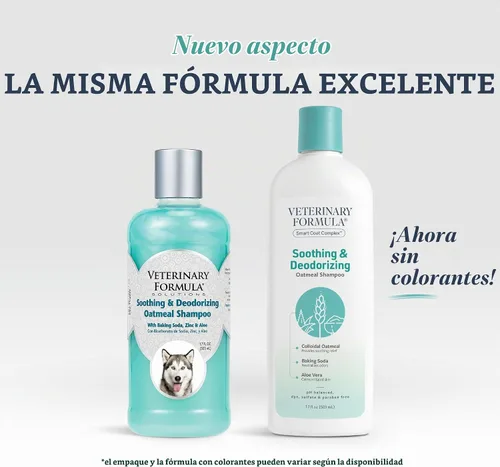Vista 2 de Veterinary Formula Smart Coat Complex - Champú de avena calmante y desodorizante para perros, 17 onzas líquidas, bicarbonato de sodio elimina
