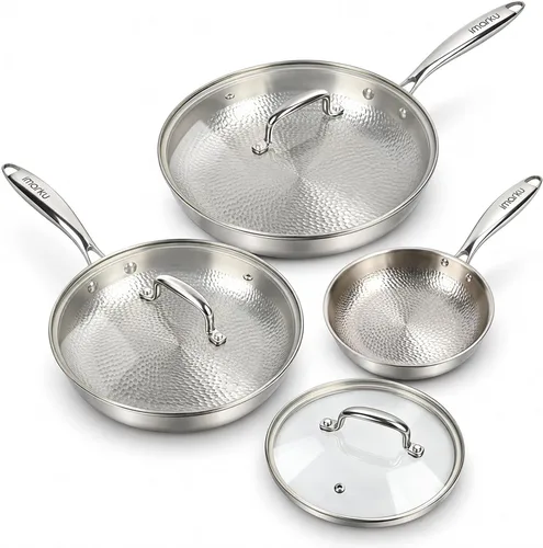Vista 12 de imarku Sartén antiadherente de 12" con tapa, acero inoxidable de cerámica