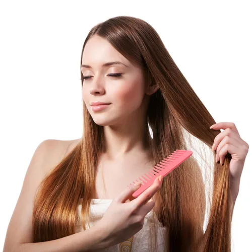 Vista 5 de Juego de 3 peines grandes para el cabello, dientes anchos, apto para champú, para cabello húmedo, seco, largo y rizado, peines de plástico en 3