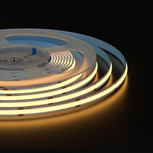 Vista 2 de Tira de luz LED COB de 32.8 pies, flexible, de alta densidad, tiras de mazorca, 24 V, blanco cálido, 2700 K, 320 LEDs/m, CRI 90+, regulable, 0.315