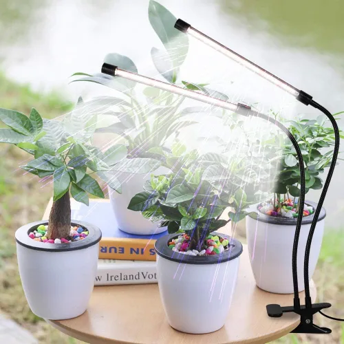 Vista 3 de Luz de cultivo de plantas, espectro completo de 6000 K con LED rojos y blancos ajustables, atenuación de 10 niveles, lámpara de clip alimentada por