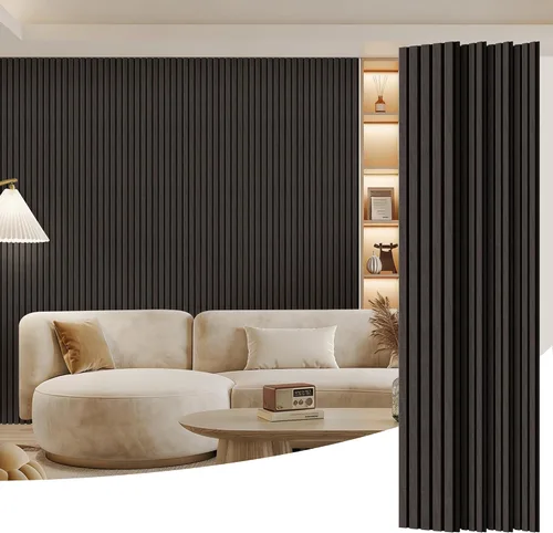 Vista 39 de Paquete de 2 paneles de madera para pared, paneles acústicos de listones de madera de 48 x 24 pulgadas, paneles acústicos para decoración de paredes