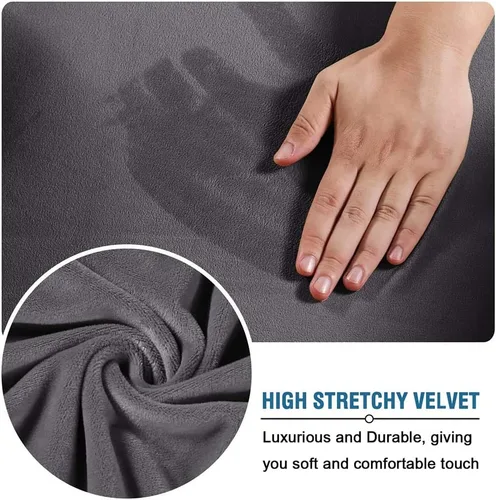 Vista 4 de Funda de sofá suave de terciopelo de alta elasticidad, 4 piezas lavable para sofá de 3 cojines separados, protector de muebles de tela de felpa