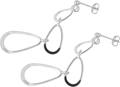 Vista 3 de Trendy Triple bucle gota Plata de ley 925. Post Dangle Earrings