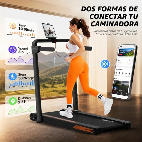 Vista 8 de Walking Pad with Vibration Plate and Handle Bar,Foldable Treadmill