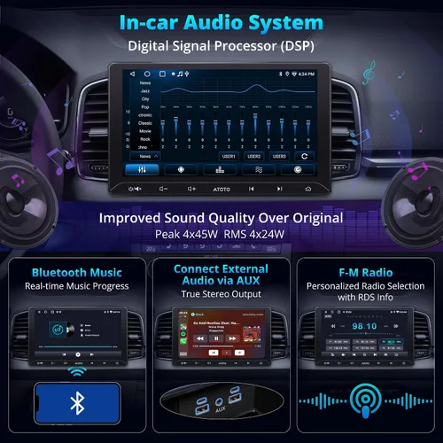 Vista 6 de A5L - Estéreo de coche doble DIN Android de 10 pulgadas con cámara de respaldo, CarPlay inalámbrico y Android Auto, navegación