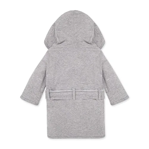 Vista 2 de Burt's Bees Baby - Albornoz, bata con capucha infantil, tejido de rizo absorbente, 100% algodón orgánico, 0-9 meses (gris jaspeado)