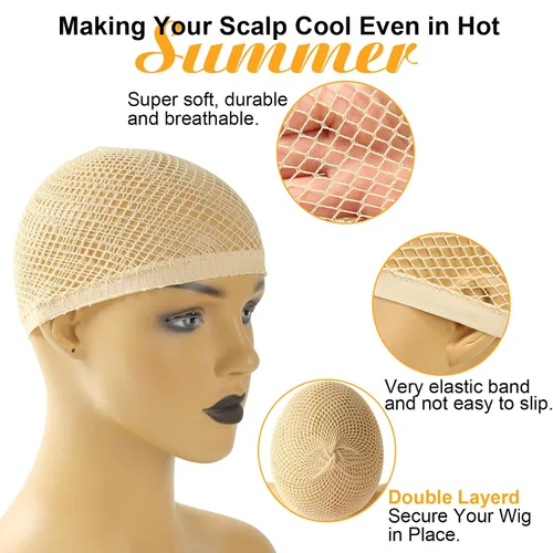 Vista 5 de BEEOS Gorra de malla extra grande para cabello largo con extremos abiertos, 3 piezas de alta elasticidad de red de pelo desnudo para mujer