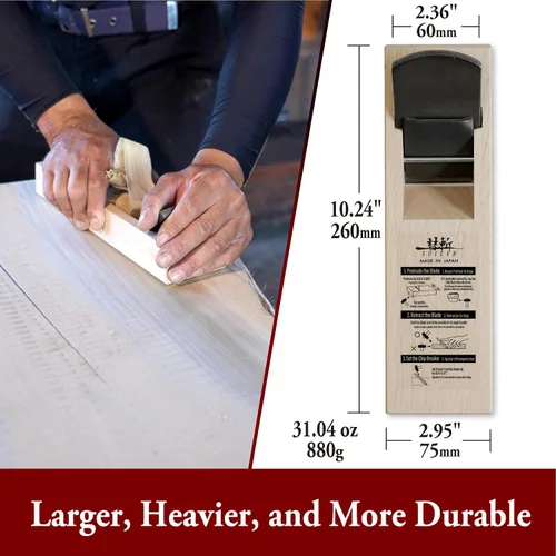 Vista 6 de SUIZAN Kanna - Cepilladora de madera japonesa de 2.4 pulgadas, herramientas profesionales para trabajar la madera
