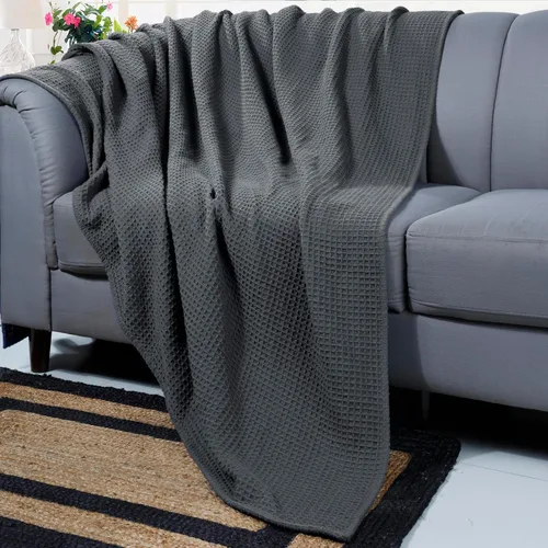 Vista 4 de Bed Bath & Home - Manta de 100% algodón, ligera y transpirable, buena para todas las estaciones, suave y acogedora.