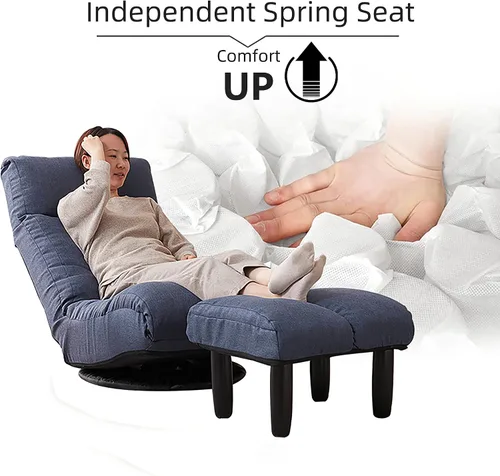 Vista 5 de Sofá individual de piso Silla reclinable Sofá perezoso Tatami Balcón Silla reclinable Sofá de ocio ajustable