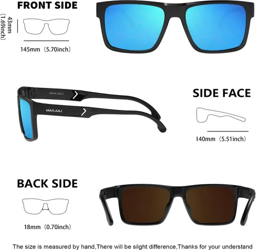 Vista 4 de MAXJULI Sports Polarized Sunglasses for Big Heads Men Women Rectangular Square Frame Glasses 82098210
