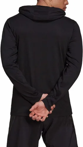 Vista 3 de adidas Camiseta ligera con capucha para hombre (talla XL, negroblanco), Blanco